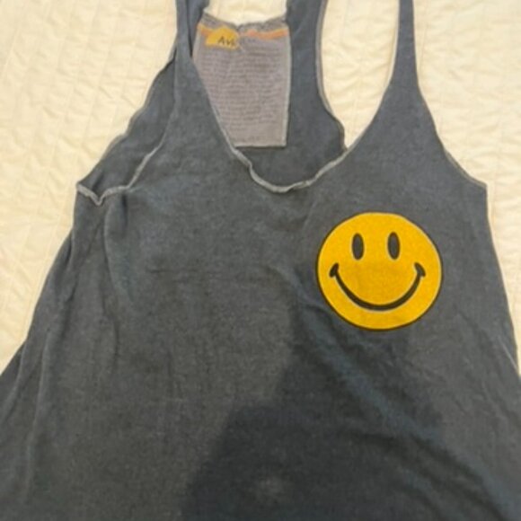 Aviator Nation Tank Top Smiley Print Soft Charcoal size M - Picture 1 of 4